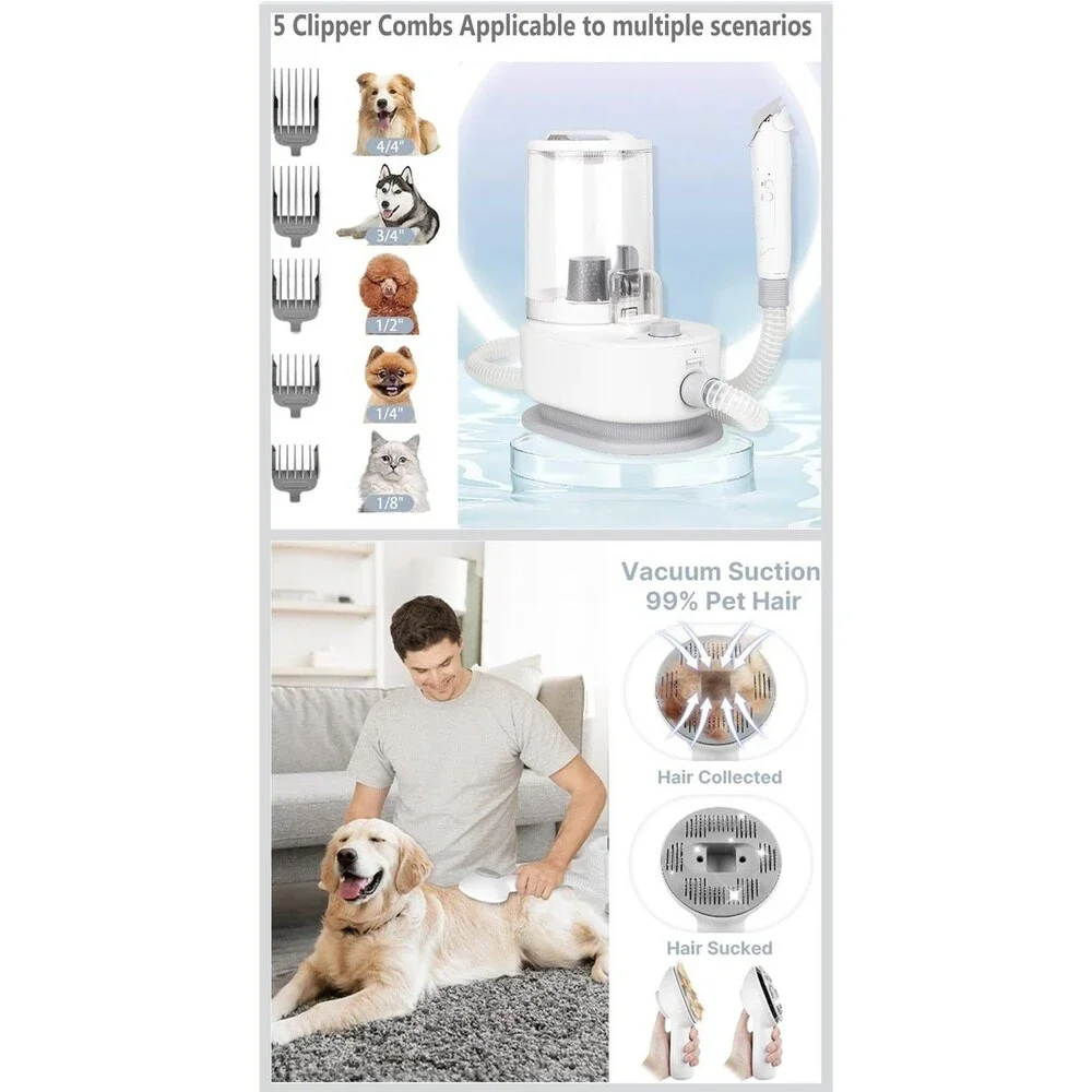 Homeika Pet Grooming Vacuum Kit GO-2303 Dog Cat Hair Clipper Trimmer Brush NIB